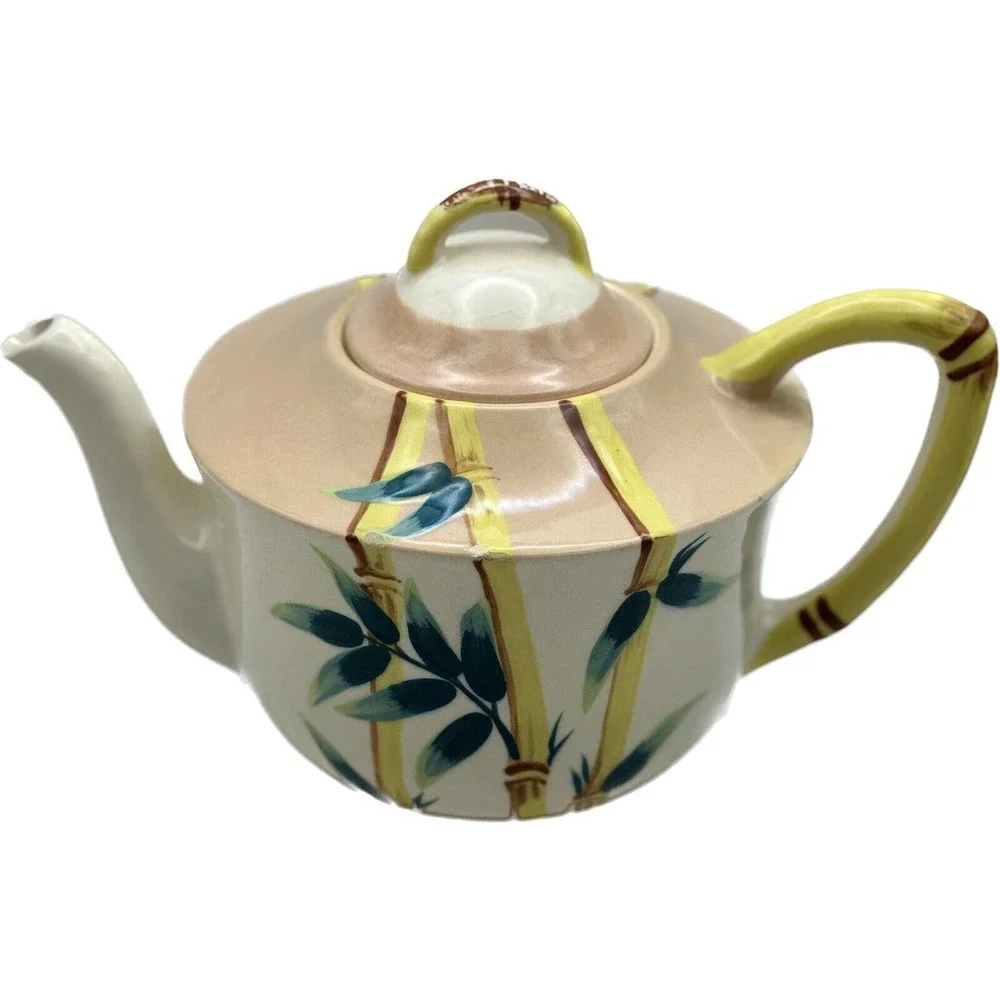 Weil Ware California‎ Pottery PINK MALAY BAMBOO Teapot With Lid Vintage MCM